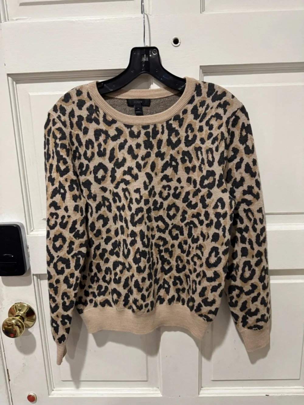 J. Crew Merino Wool Leopard Crew Neck Sweater Size XS